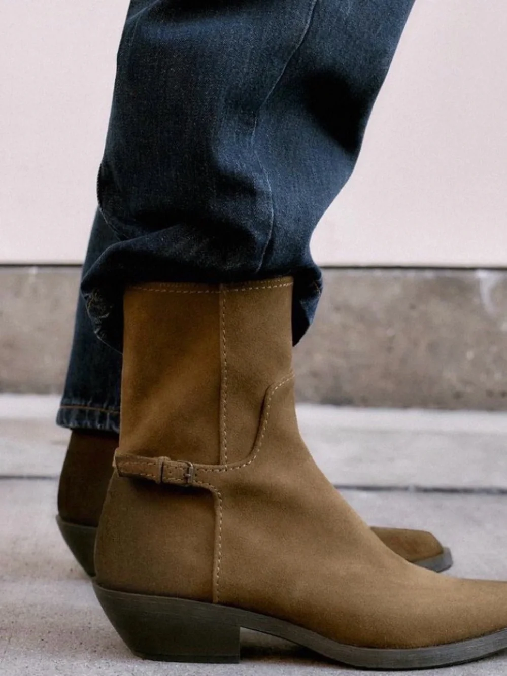 Zara Brown Suede Ankle Booties with Low Heel